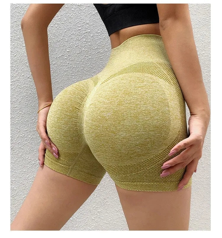 Women's high-waist yoga shorts in quick-dry nylon fabric for fitness activities
