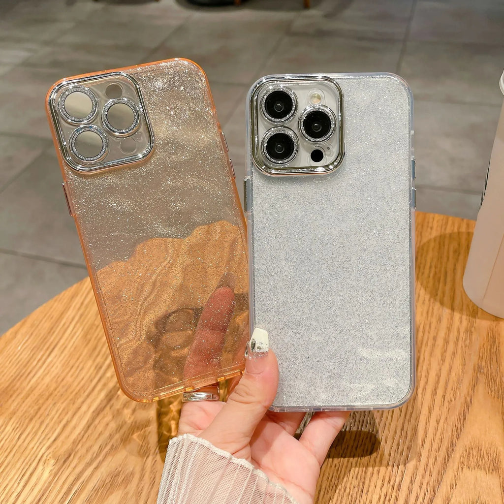 Corrugated PC phone case with lens protector for iPhone 11-15 in transparent colour