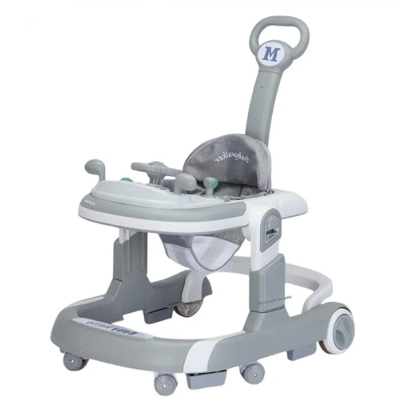 Baby walker lightweight folding anti-rollover with black plate music pattern and sunshade