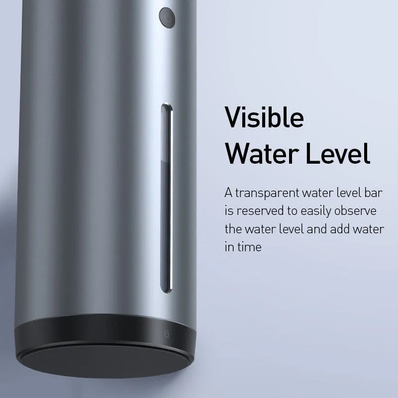 Aluminium alloy car diffuser humidifier and air purifier unit in black or dark grey.