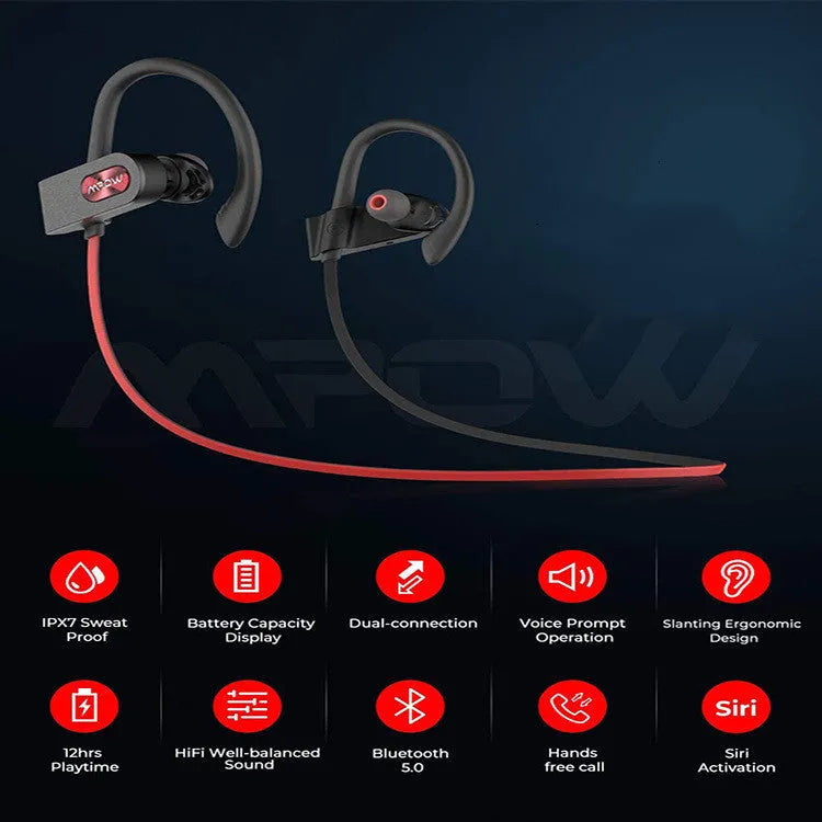 Flame2 black hanging ear Bluetooth headset showing earpiece design