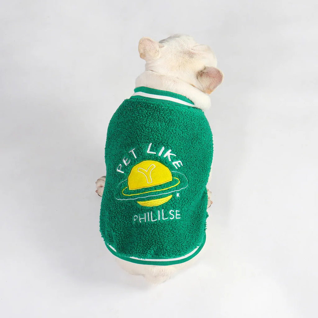 Green fleece-lined dog winter jacket for larger breeds sizes L XL XXL 3XL 4XL