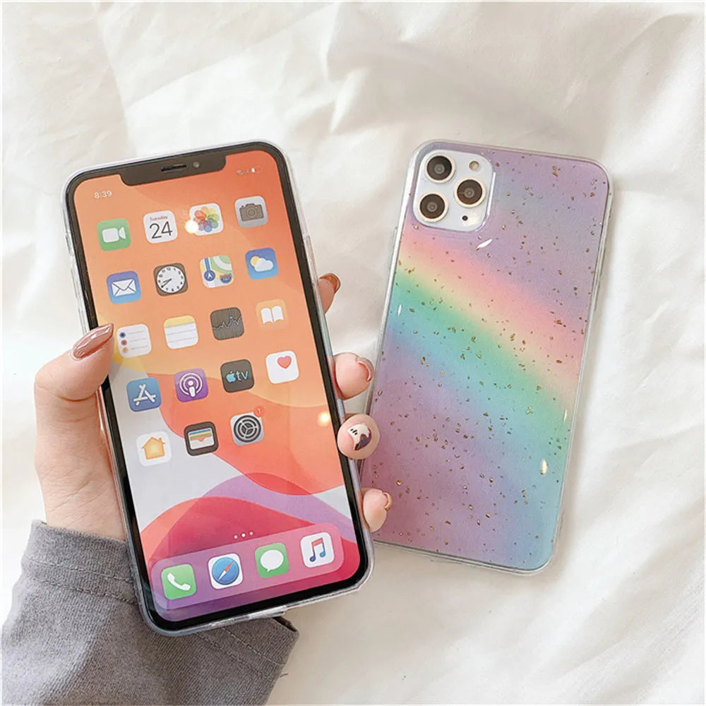 Rainbow gradient Japanese Korean stripe design TPU phone case for iPhones