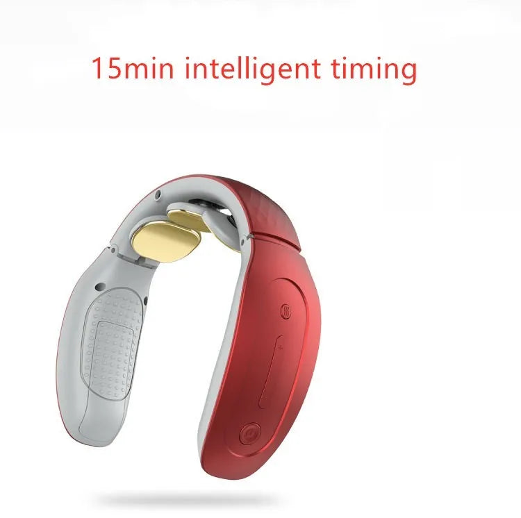 Small red and white intelligent cervical massager with battery power and multiple massage modes