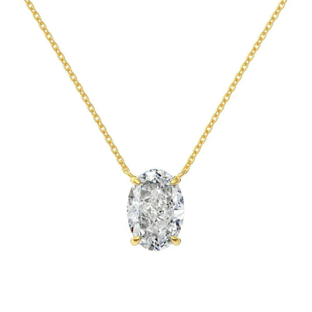S925 sterling silver necklace with oval geometric ice flower pendant in electroplated platinum or gold finish