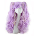 Colorful long curly high temperature wire synthetic wig in black white colour blend for costume or daily wear