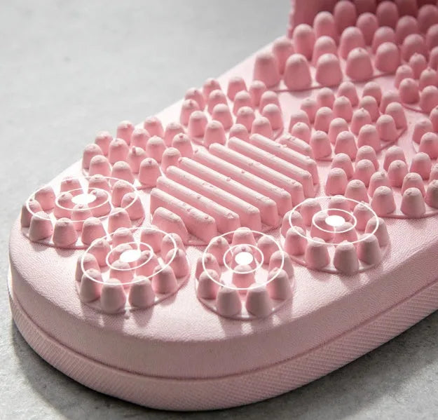 Reflexology foot massage slippers with 3D acupressure nodes in light blue