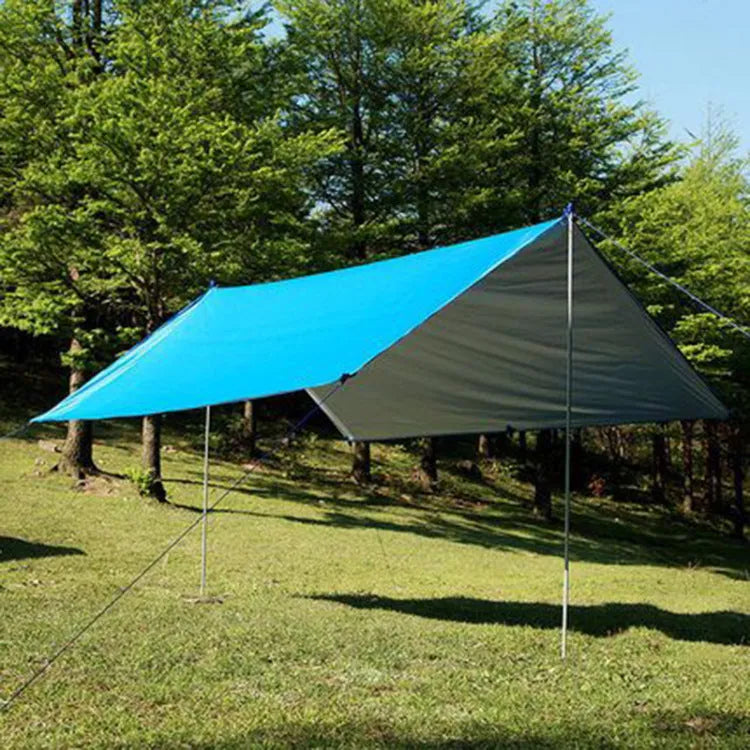 Outdoor awning sun shelter 300x300cm waterproof oxford fabric camping canopy in army green with wind ropes