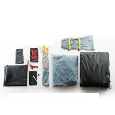 Orange Cloud2 lightweight double tent pitched outdoors with aluminium poles and flysheet