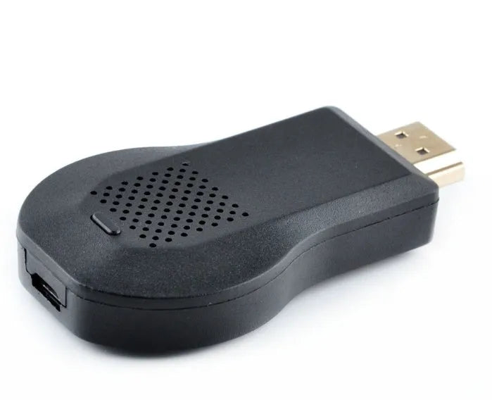 Wireless HDMI display dongle receiver in black for screen mirroring to TV monitor projector