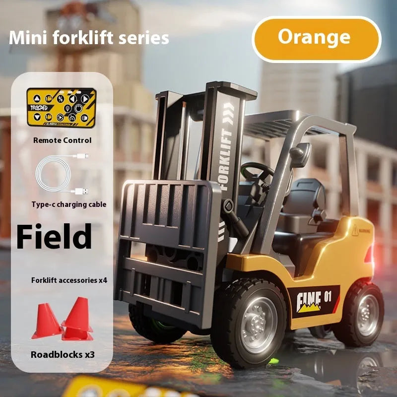 1:64 scale alloy Bluetooth remote-control forklift model with accessories and obstacles