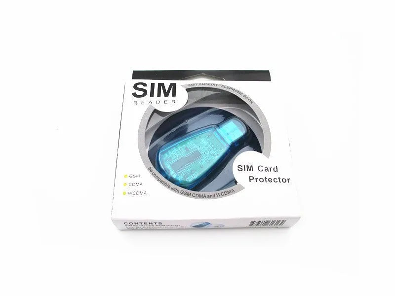 Blue external USB SIM card reader for mobile phone data backup and management
