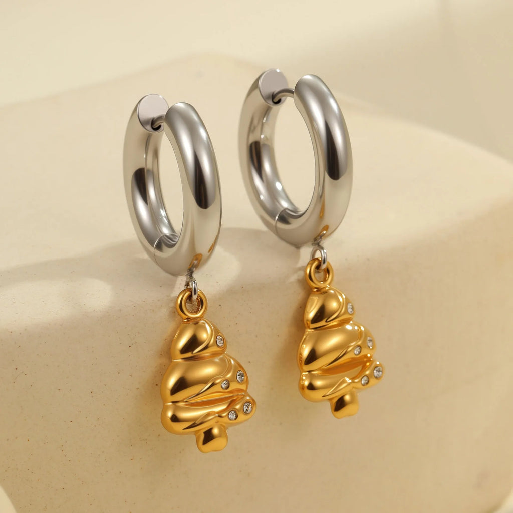 Christmas tree heart star earrings stainless steel 18K gold plated women's jewellery