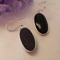 Women's geometric black agate pendant earrings with 925 silver electroplated alloy
