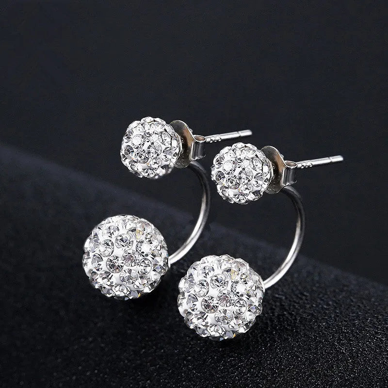 Rhodium plated 925 silver stud earrings with CZ diamond in silver colour 6mm