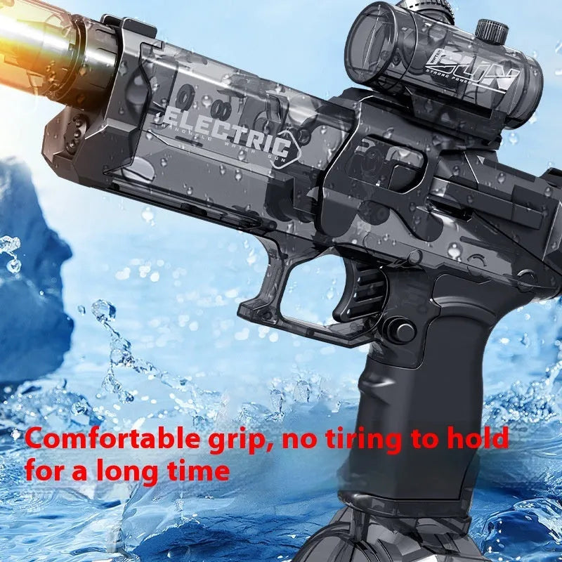 Fire Rat electric water pistol in black, blue, or red with USB charging cable