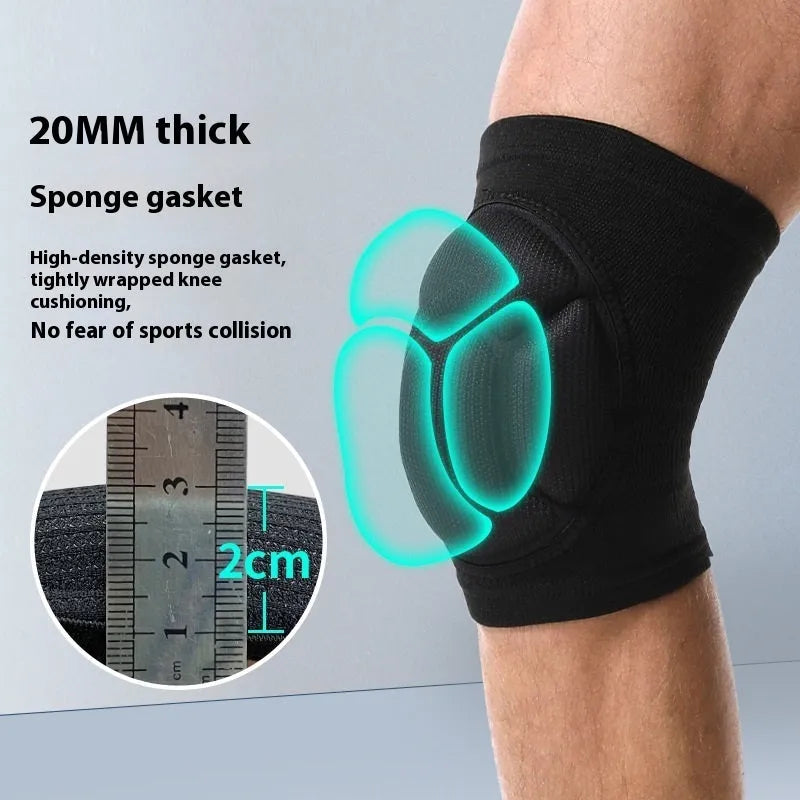 Black thick sponge dance kneepad for volleyball and sports knee protection