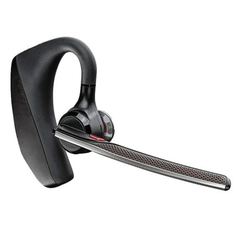 Black plastic Bluetooth sports headphones showing a battery display and USB connection.