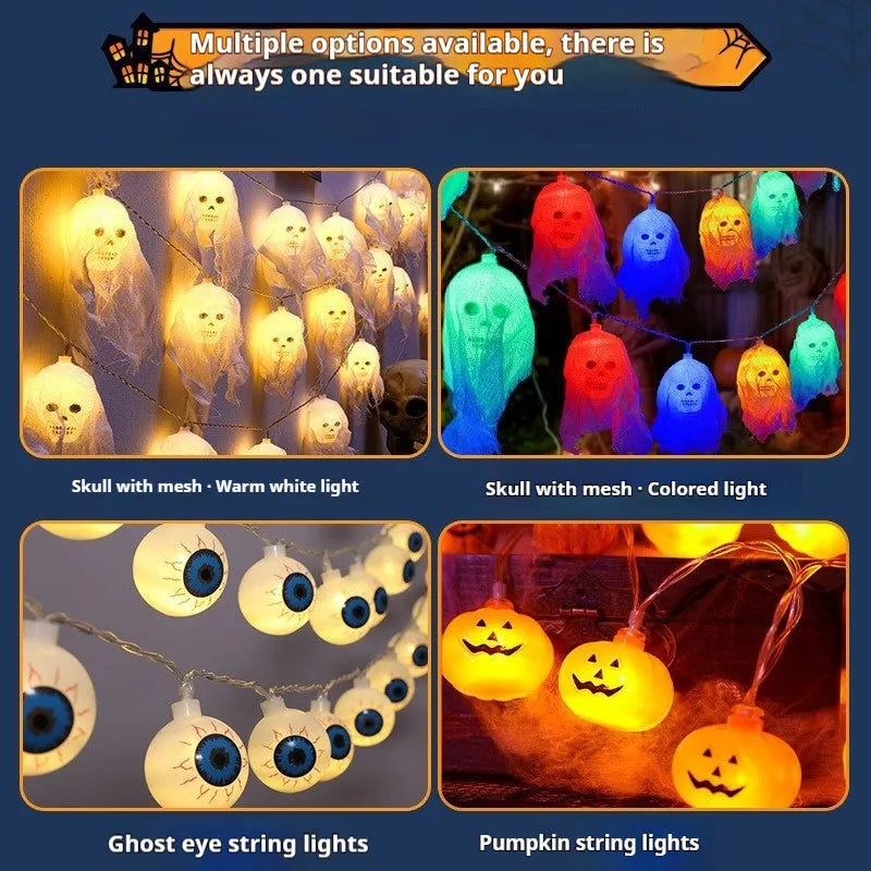 Halloween battery-powered LED coloured lights for indoor wall decoration with plastic shell