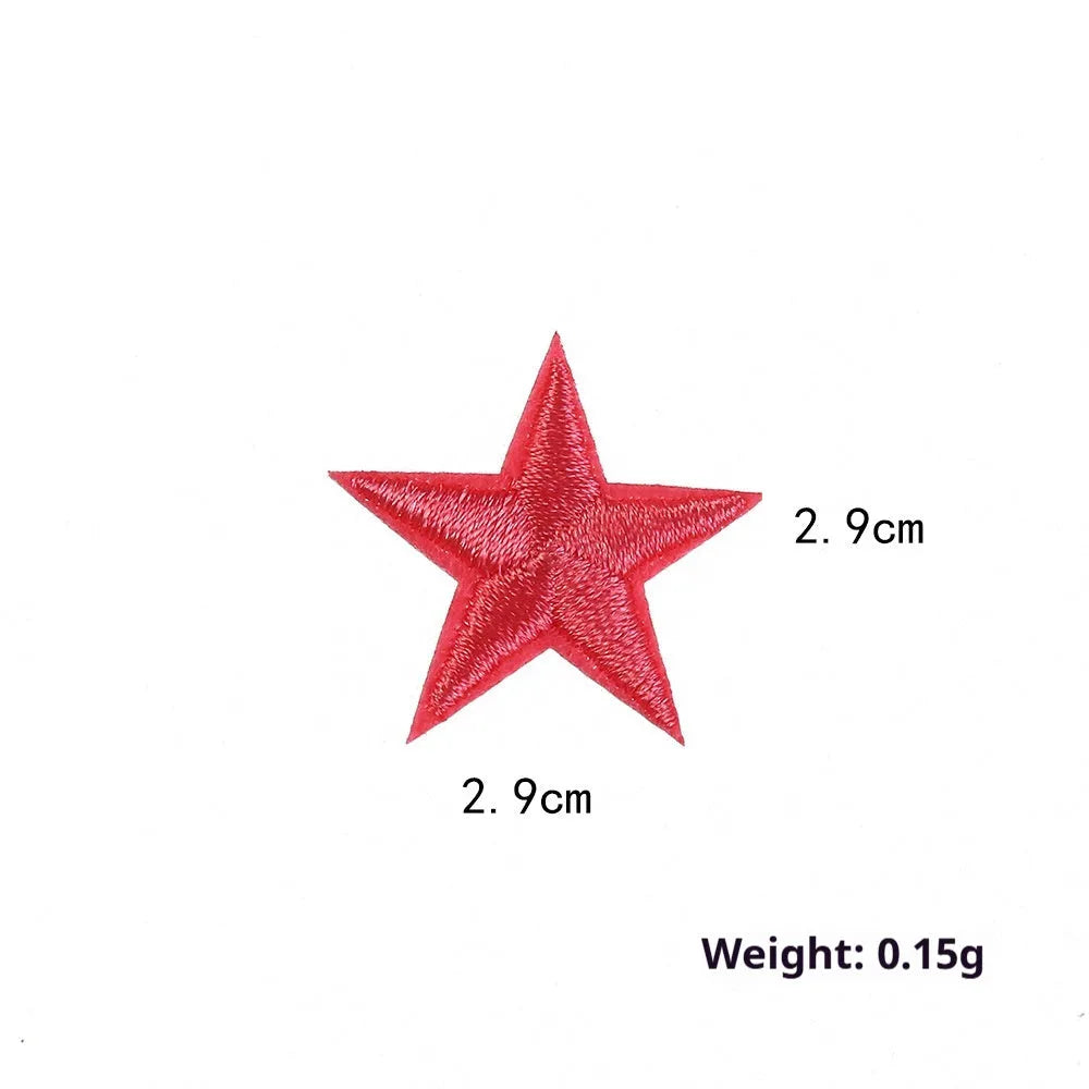 Colourful five-pointed star cloth embroidery stickers for DIY fabric decoration