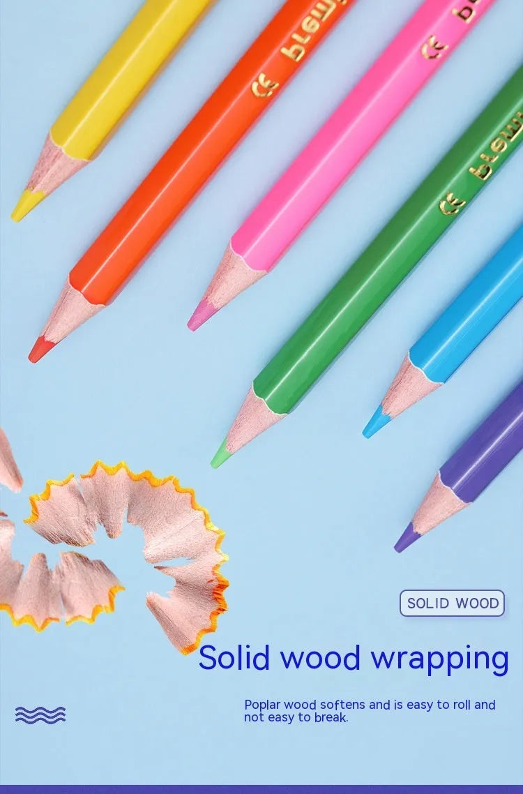 Wooden colour pencil set with double-headed brushes in organised colour selection