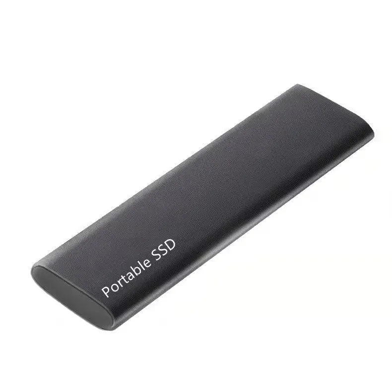 Ultra-thin metal external solid-state drive with red interface, shown alongside capacity options.