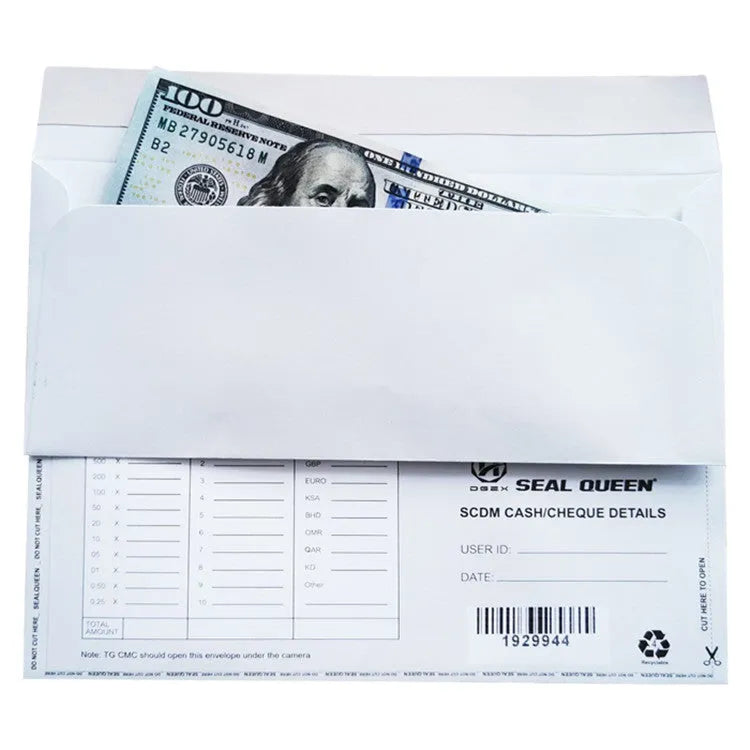 Blue tamper-evident confidential envelope with self-adhesive seal, size 105mm by 240mm.