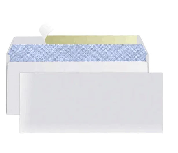 Blue tamper-evident confidential envelope with self-adhesive seal, size 105mm by 240mm.