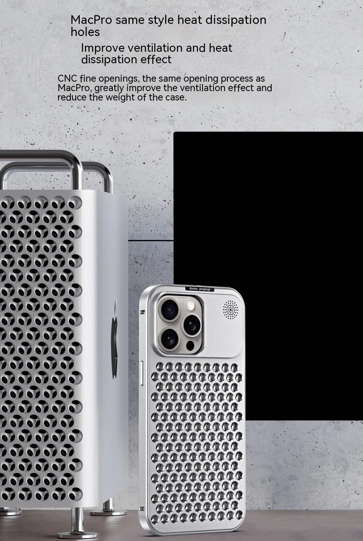 Aluminium alloy spring fastener king aromatherapy phone case for iPhone, frosted finish, magnetic anti-fall, black colour