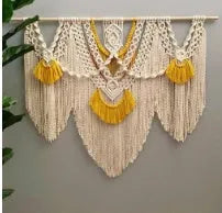 Cream white cotton tapestry with hand-made weaving texture, rectangular shape 120x95cm