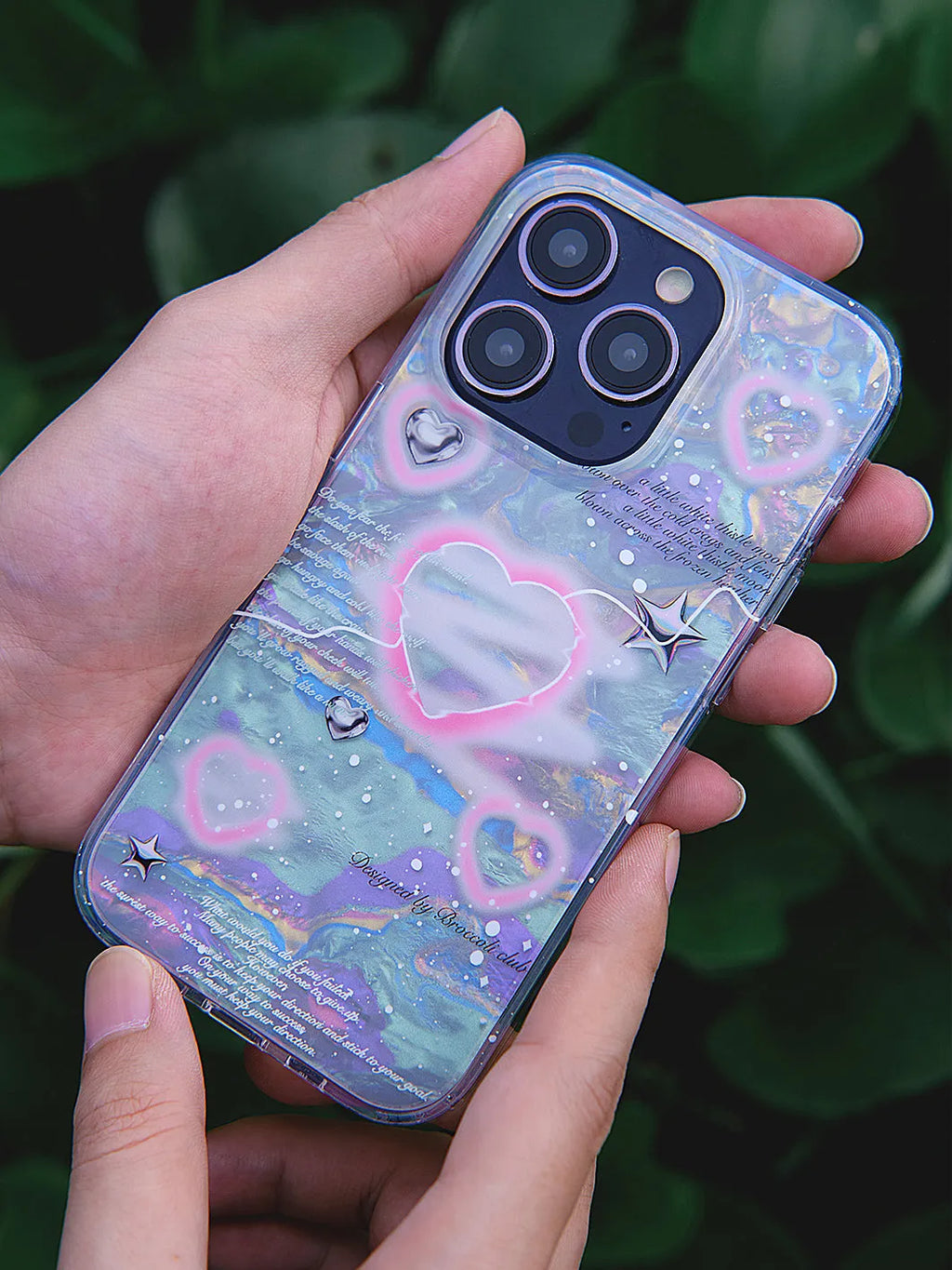 Shell Pattern Double-layer Printing Phone Case TPU Anti-fall Protective Cover for iPhone 12 13 14 15 Series Including Pro Pro Max Plus in Love Fragments Colour