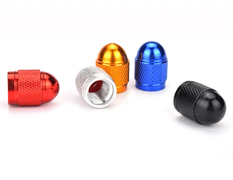 Aluminium mountain bike tyre valve dust cap in choice of five colours