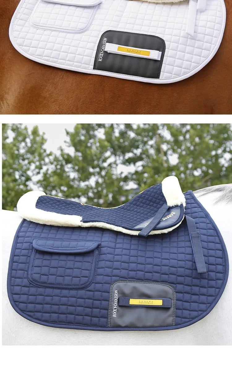 Wool riding saddle pad for equestrian and cycling with waist protection in four colours