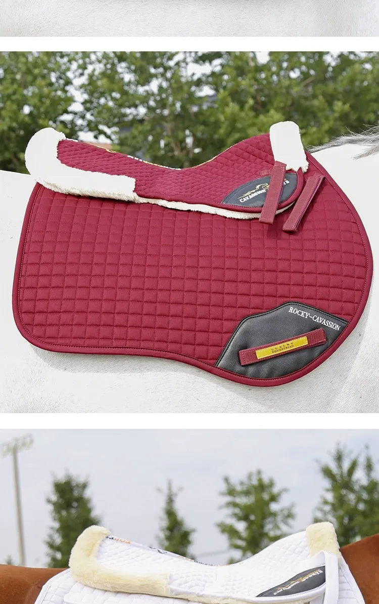 Wool riding saddle pad for equestrian and cycling with waist protection in four colours