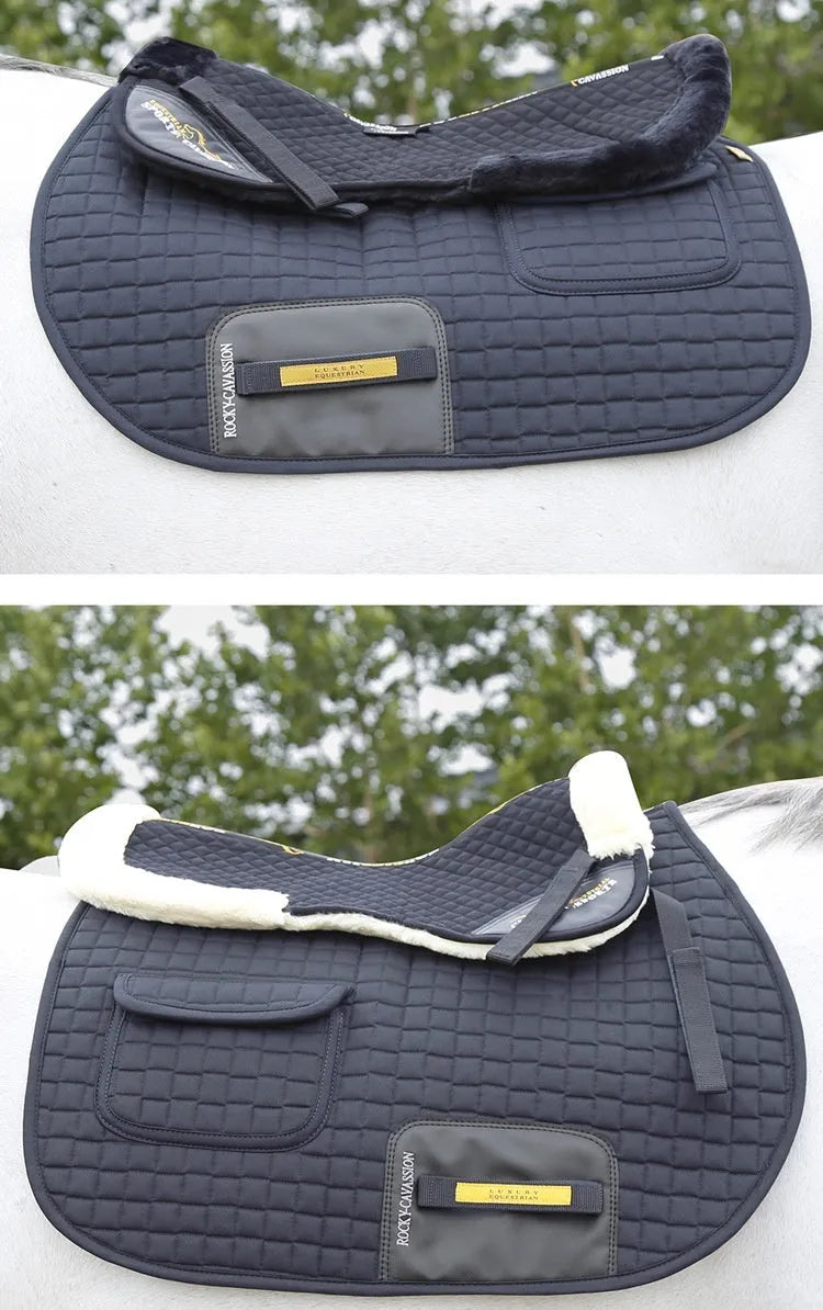 Wool riding saddle pad for equestrian and cycling with waist protection in four colours