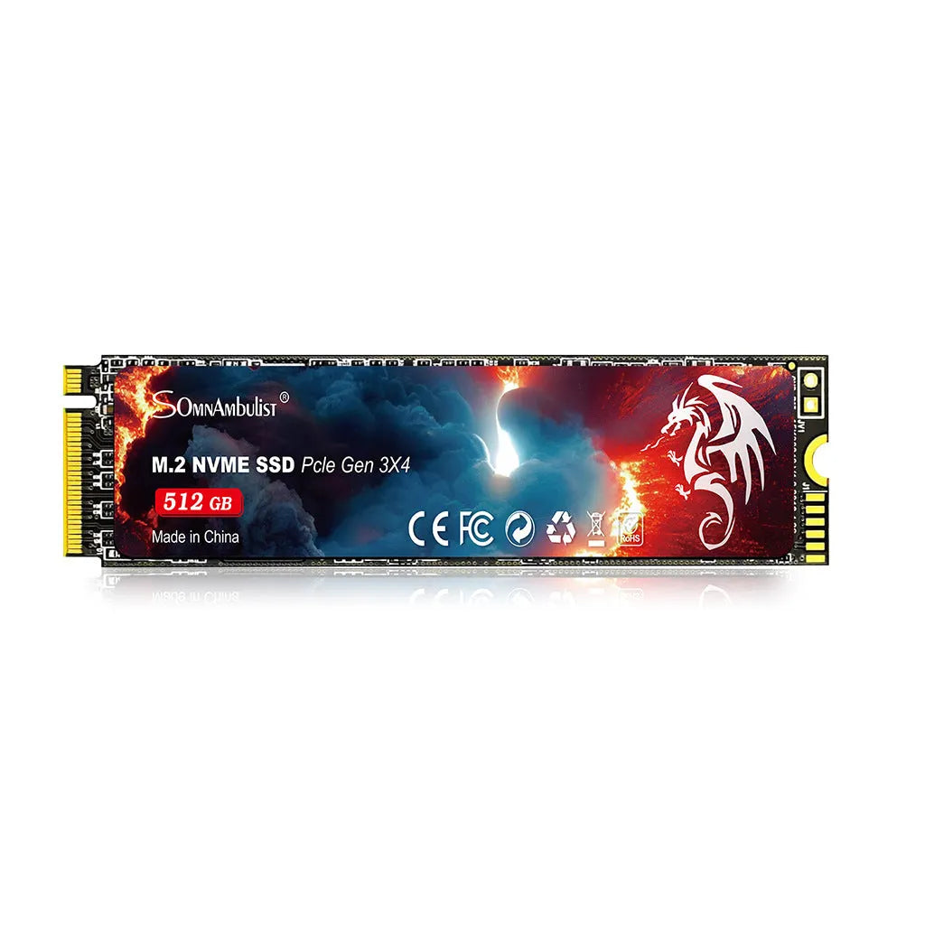 M.2 NVMe Solid State Drive for desktop computers, shown with capacity options from 128GB to 2TB.