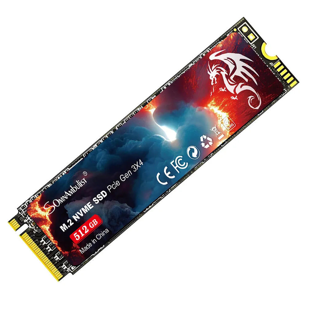 M.2 NVMe Solid State Drive for desktop computers, shown with capacity options from 128GB to 2TB.