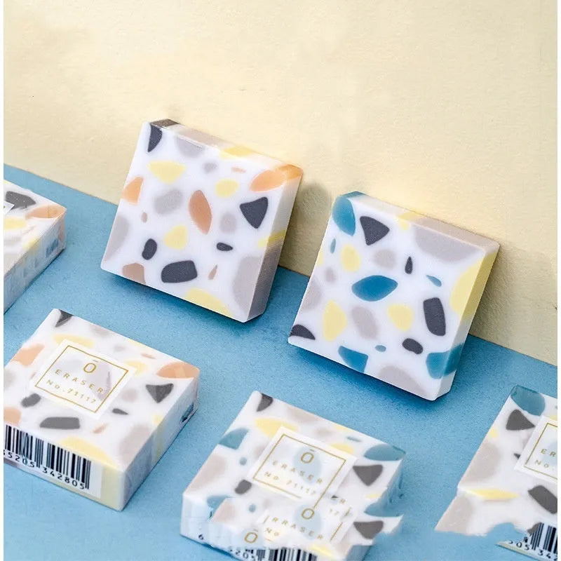 White brick-shaped rubber eraser for pencils