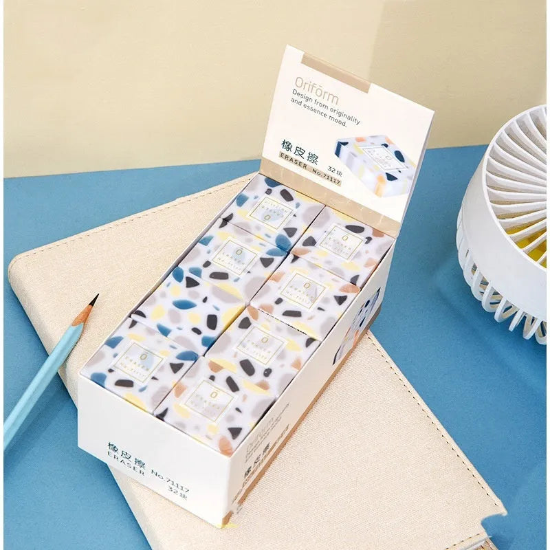 White brick-shaped rubber eraser for pencils