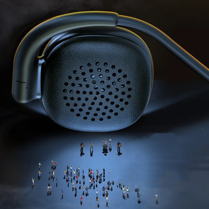 Black bone conduction Bluetooth headset with Type-C charging port, designed for sports use
