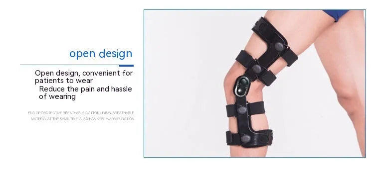 Black anterior ligament knee supporter showing sandwich construction materials.