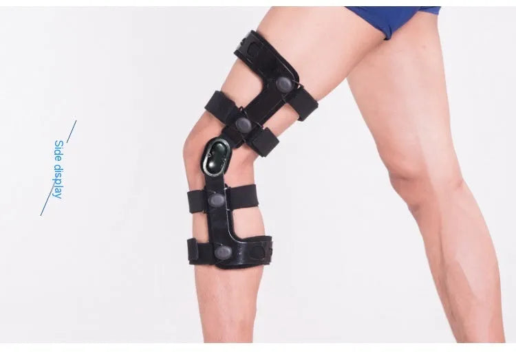 Black anterior ligament knee supporter showing sandwich construction materials.