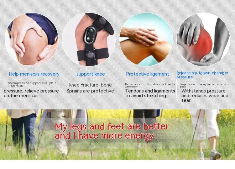 Black anterior ligament knee supporter showing sandwich construction materials.
