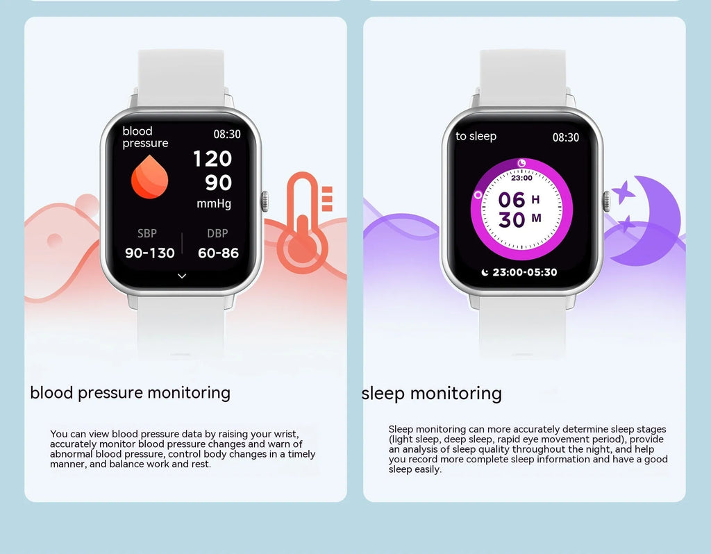 Bluetooth smart watch with heart rate monitor and AI voice control in multiple colour options