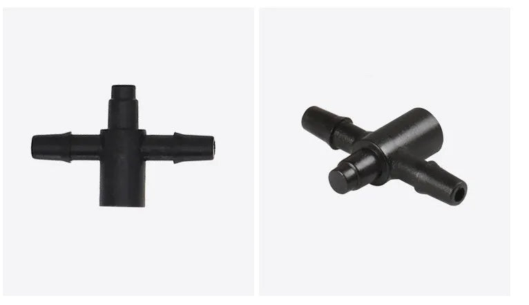 White PE plastic tee water distributor connector for micro irrigation systems
