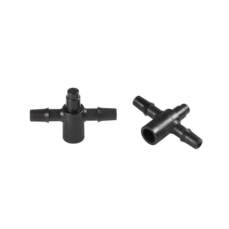 White PE plastic tee water distributor connector for micro irrigation systems