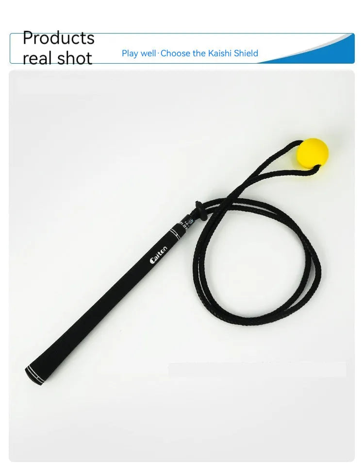Black silicone elastic golf swing trainer practice rope for physical correction action training