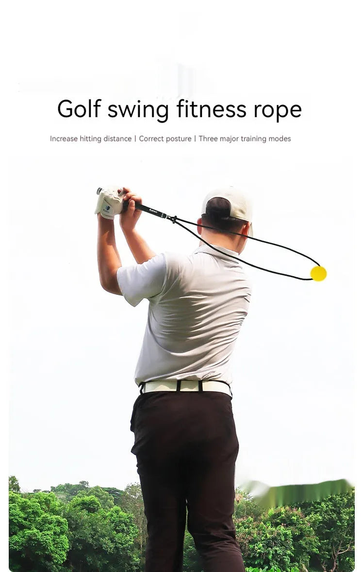 Black silicone elastic golf swing trainer practice rope for physical correction action training