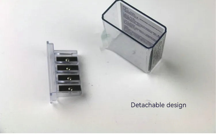 Geometric four-hole pencil sharpener with replaceable blades and screwdriver
