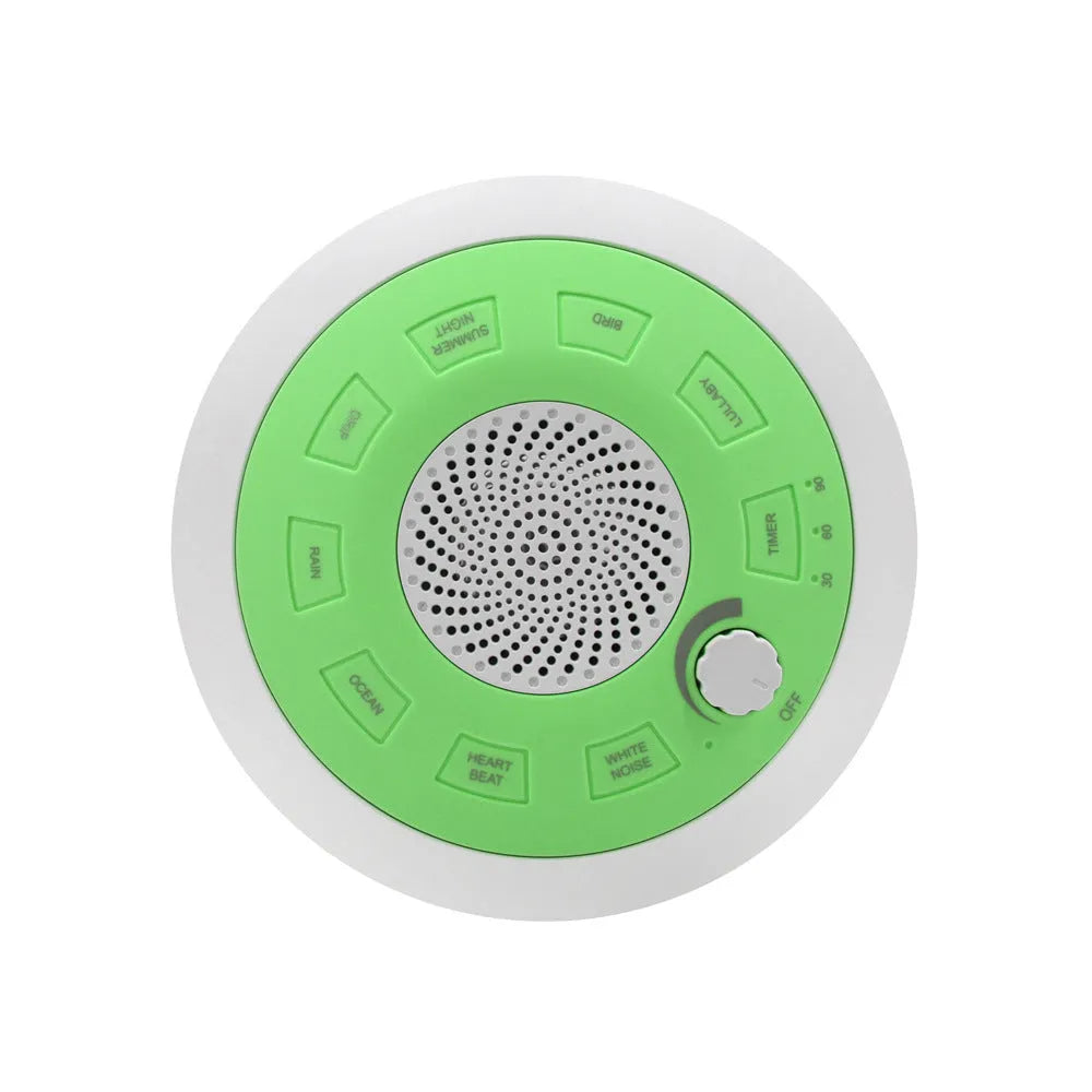Rechargeable white noise sleep aid instrument in blue flying saucer design with music function
